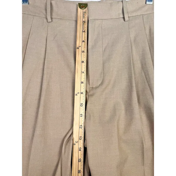 Madewell Pants Womens 8 Beige‎ Pleated Wide Leg High Rise Dress Twill Workwear - Image 7