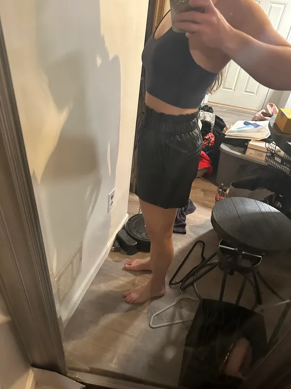 Vegan Leather Shorts Black - Image 6
