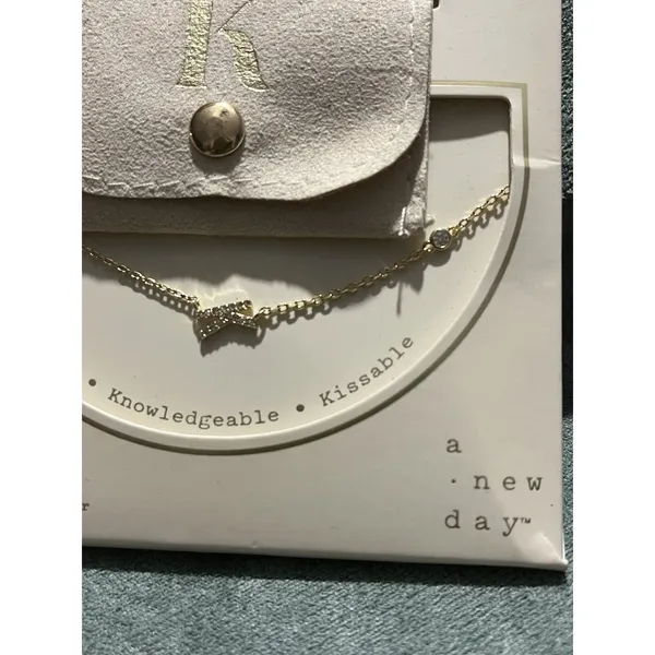 A New Day Gold CZ Letter K Pendant Necklace Cable Chain 16+3in Adjustable - Image 2