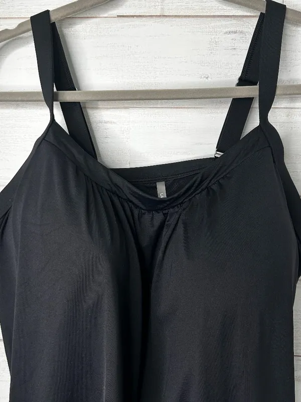 Lands End Womens Blouson Chlorine Resistant Tankini Swim Top in Black Size 16 - Image 4