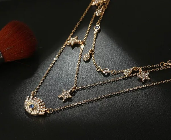 Bohemian Multi Layer Pendant Necklace Blue - Image 4