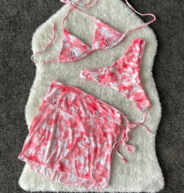 Coral pink tie dye three pieces set - Image 7