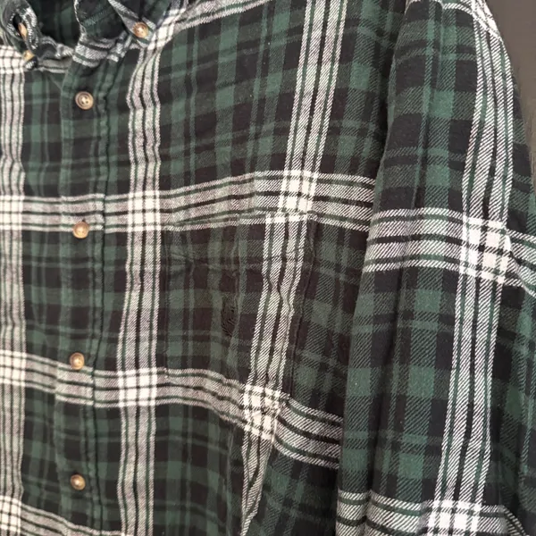 Chaps Green Plaid Flannel Shirt  - Image 3