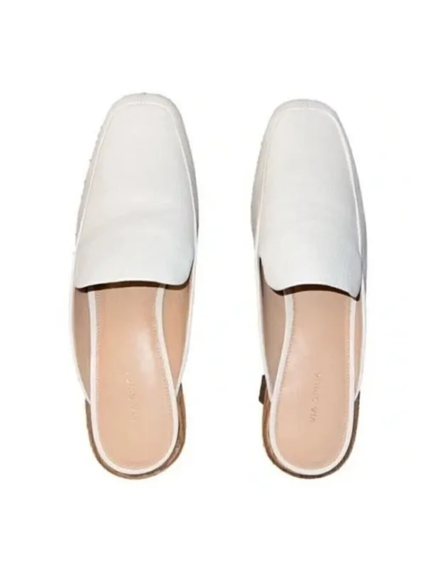 Via Spiga Bibiane Cream Mules Slip-On Square Toe Shoes Leather Size 7 NWOT - Image 3