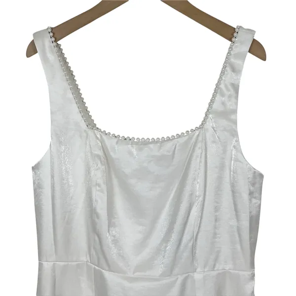 NWT Lulus White Pearl Trim Sleeveless Mini Dress Size Small - Image 4