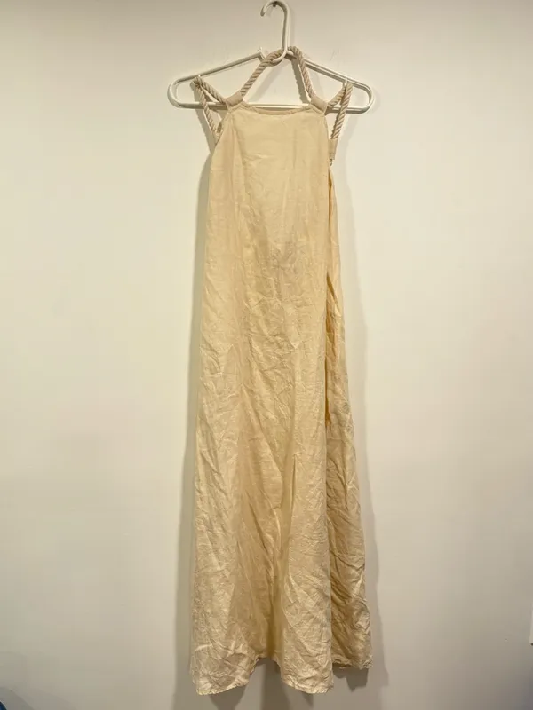 Vitamin A Avery Halter Dress - Oatmeal EcoLinen. 100% linen - Image 3
