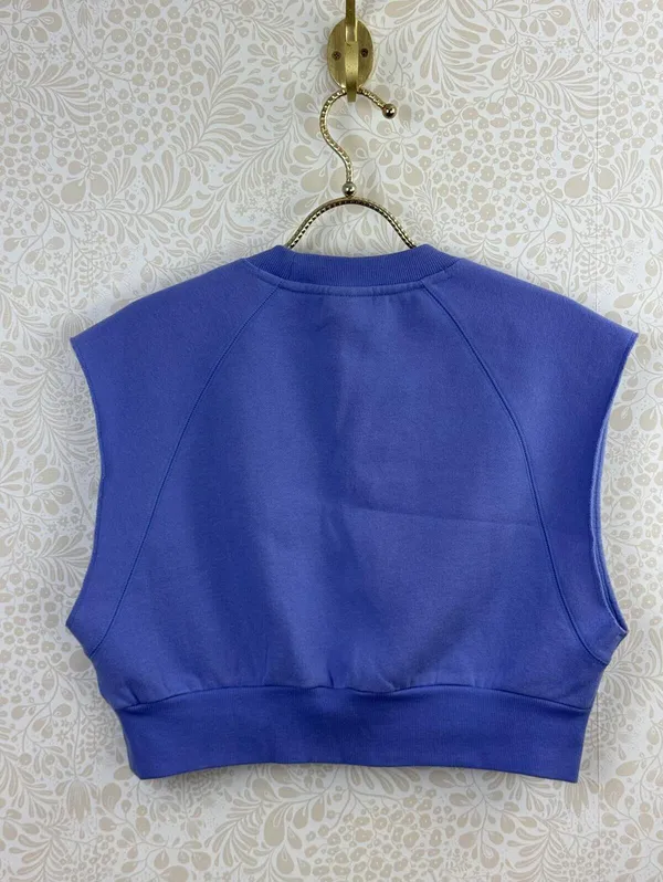 TNA by Aritzia Cozy Fleece Purple Sleeveless Crop Sweatshirt - Size - Medium - Image 4