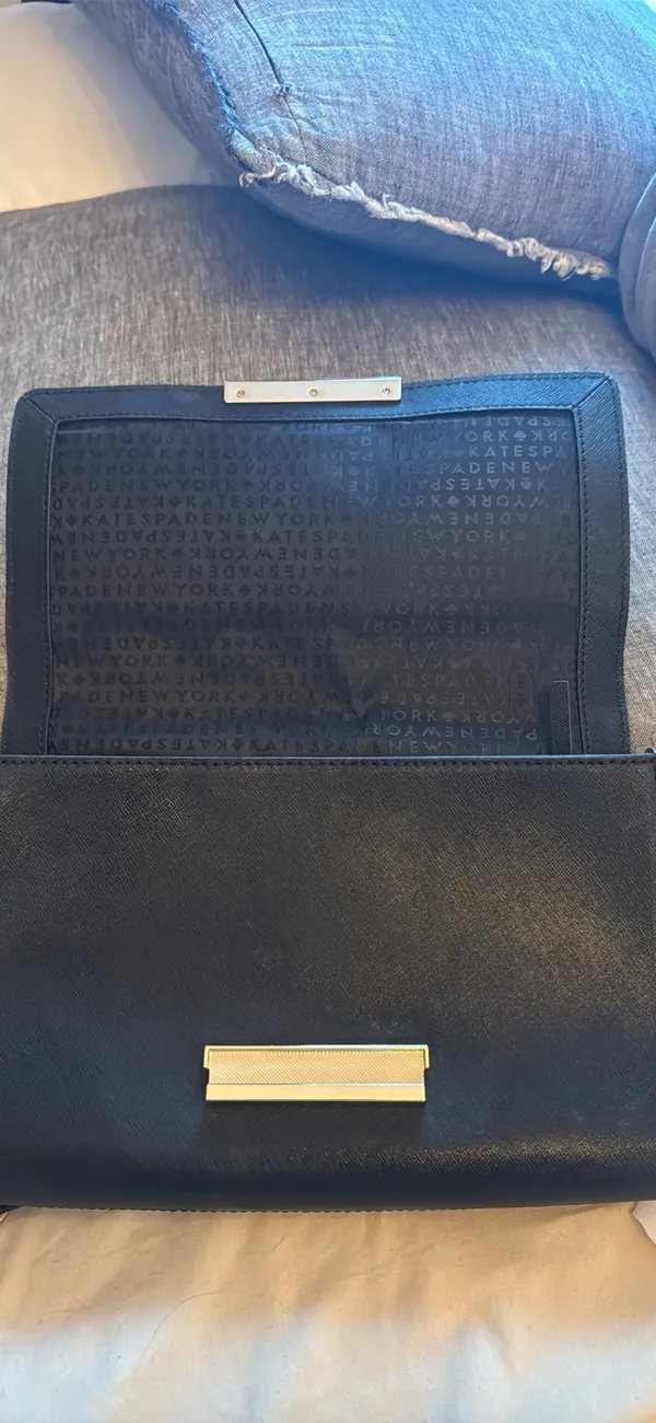 Kate Spade Crossbody Leather Bag Saffiano Gold Black Flap Closure Tone Hardware - Image 3