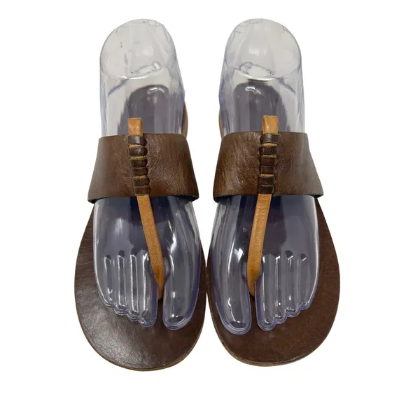 Akis Brown Genuine Leather Thong Sandals 8 Minimalist Classic - Image 3