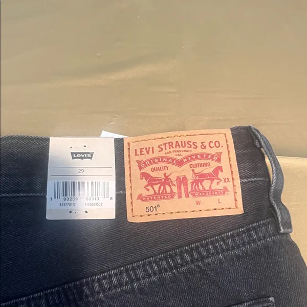 Levi's Black Distressed Cutoff Jean Shorts - Image 3
