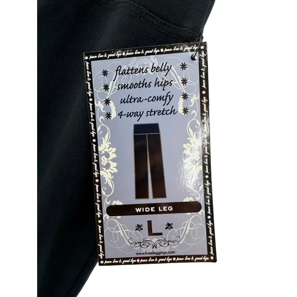 Lisse‎ Leggings Revolutionary Tummy Control Wide Leg Pants Black Stretch L NWT - Image 3