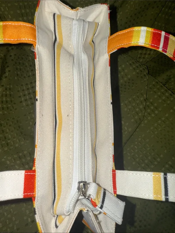 kate spade Yellow, Orange & Red Striped Canvas Tote NWOT - Image 8