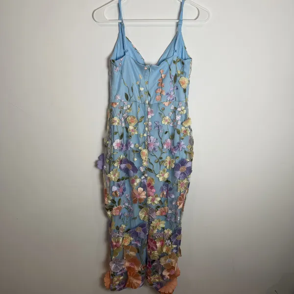 Bebe Blue Floral Flowers Sheer Sleeveless Dress - Image 6