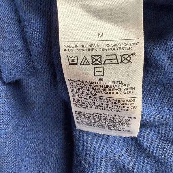 Old Navy Linen Blend T-Shirt Dress Womens Medium Blue Elastic Tie Waist Mini‎ - Image 3