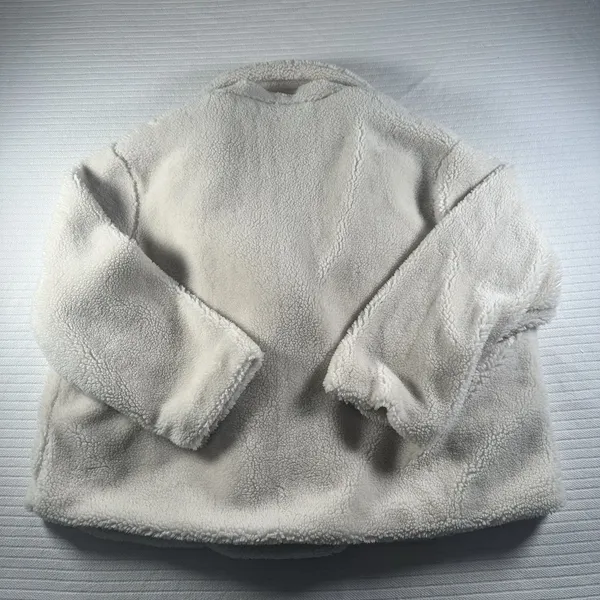GAP Womens XXL Sherpa Teddy Coat Cream Ivory Fleece Button Jacket Cozy Plush - Image 10