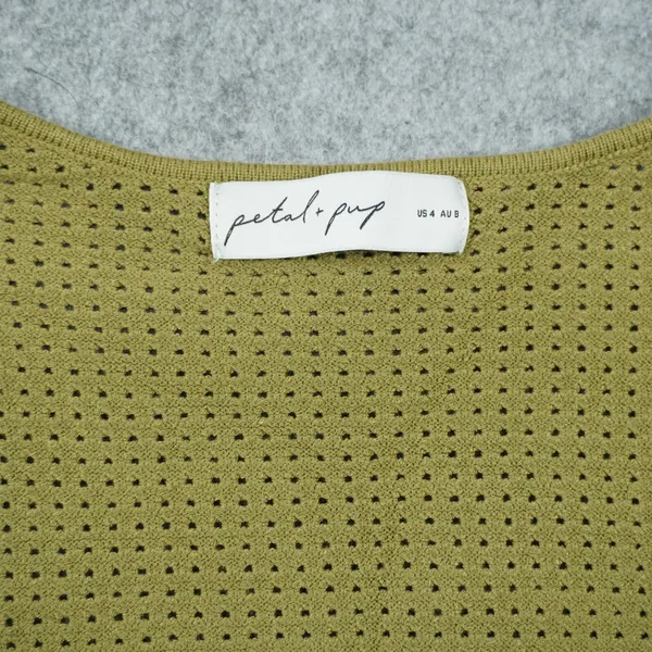 Petal and Pup Olive Green Bustier Knit Top Square Neck Puff Sleeve‎ Size 4 Small - Image 3