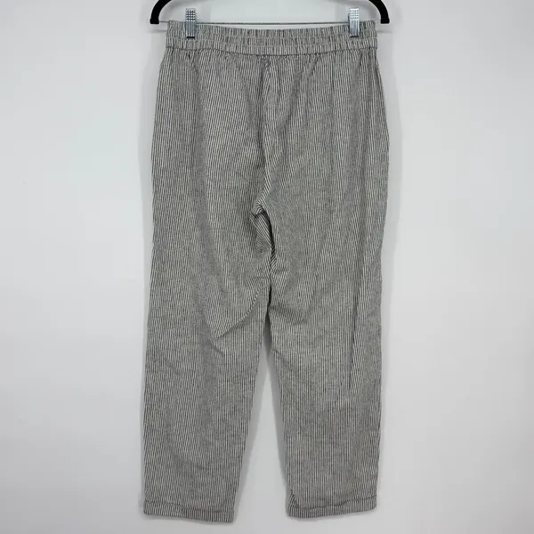J.Crew Linen Cotton‎ Striped Drawstring Pants Black White Womens Size 6 NEW - Image 2
