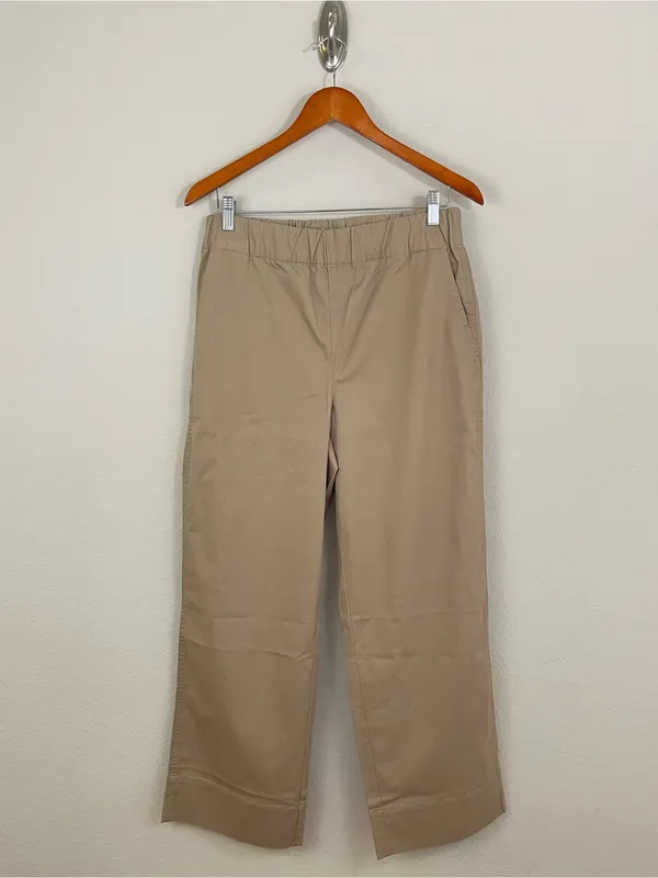 Quince Organic Stretch Cotton‎ Wide Leg Light Khaki Chino Pants Size 8 - Image 3