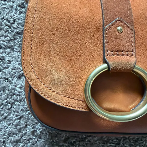 Vince Camuto Kayci Caramel Suede & Leather Crossbody - Image 3