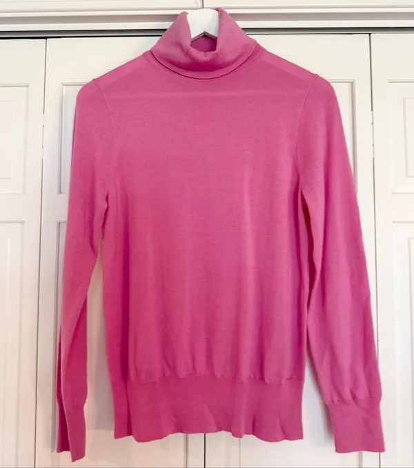 J.crew 100% merino wool turtleneck sweater M Pink Size M - Image 2