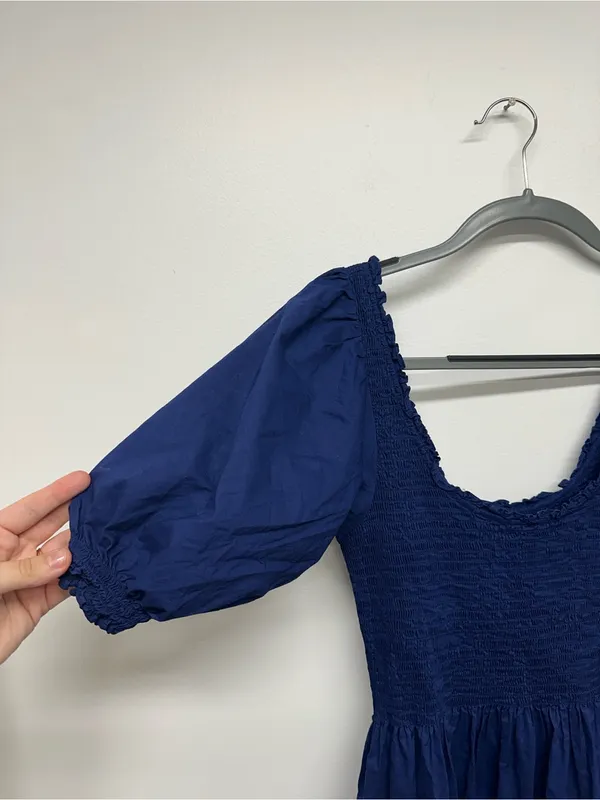 Hill House The Louisa Nap Dress Cobalt Blue Smocked Puff-Sleeve Midi Dress - M - Image 10
