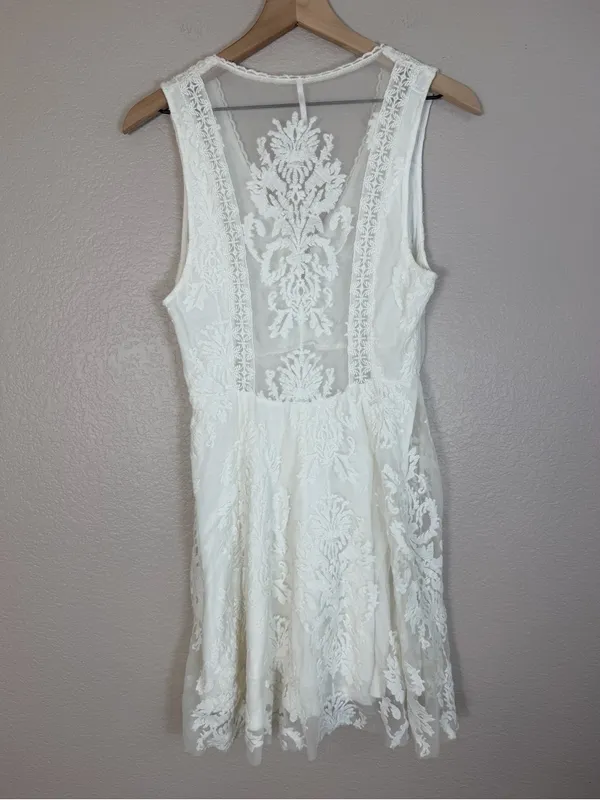Vintage Free People Reign Over Me Lace Skater Mini Dress White size 8 $128 - Image 8