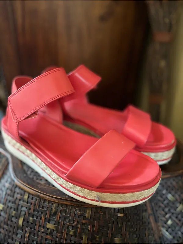Franco Sarto Coral Pink Espadrille Wedge Sandals - Image 5