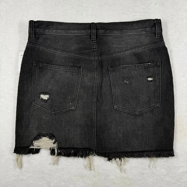 Free People We The Free Black Distressed Denim Mini Skirt OB767147‎ Mens Size 26 - Image 10