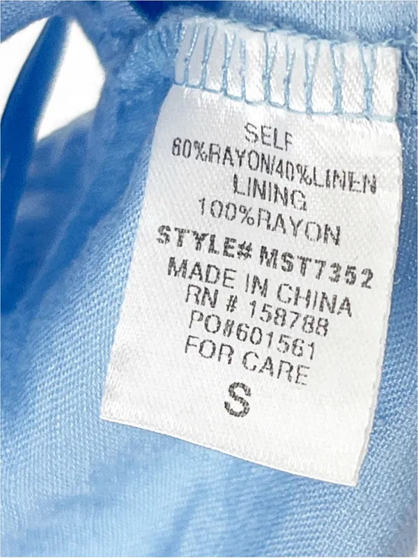 MABLE Light Blue Linen Blend Crop Top Small Casual Neutral Spring Summer Boho - Image 4