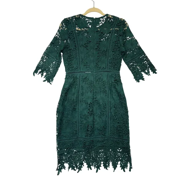 Minuet Emerald‎ Green Floral Lace Cocktail Dress Sheath 3/4 Sleeve Small NWT - Image 8