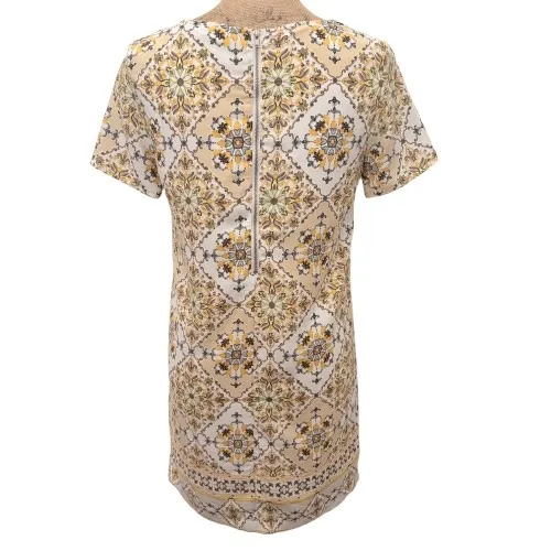 Lulu's Dandy Lion Mini Shift Dress Yellow Beige Tile Print Euro‎ Summer Size XS - Image 4