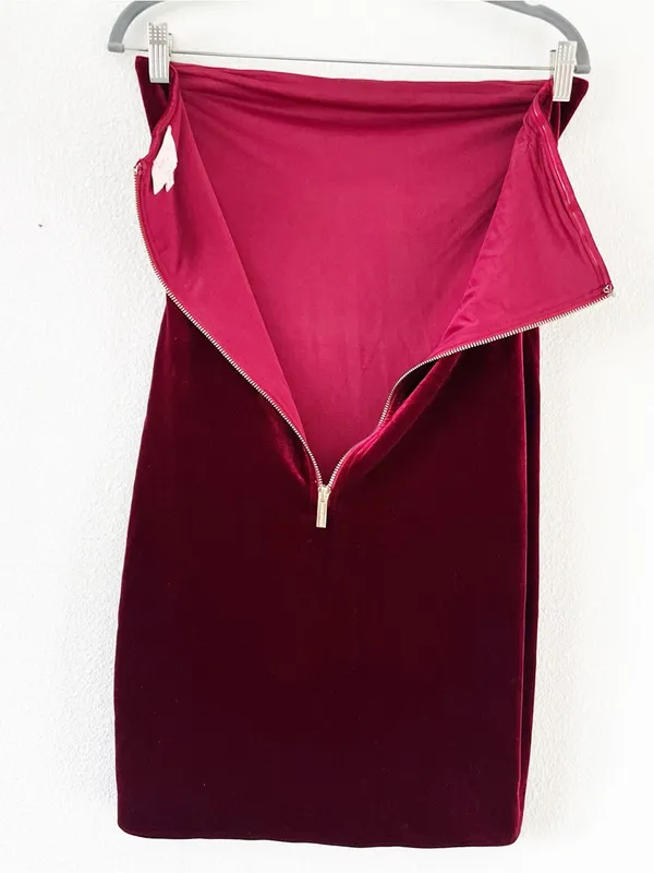 Miss Circle Victoria Red Velvet Strapless Holiday Party Mini Dress - Image 8
