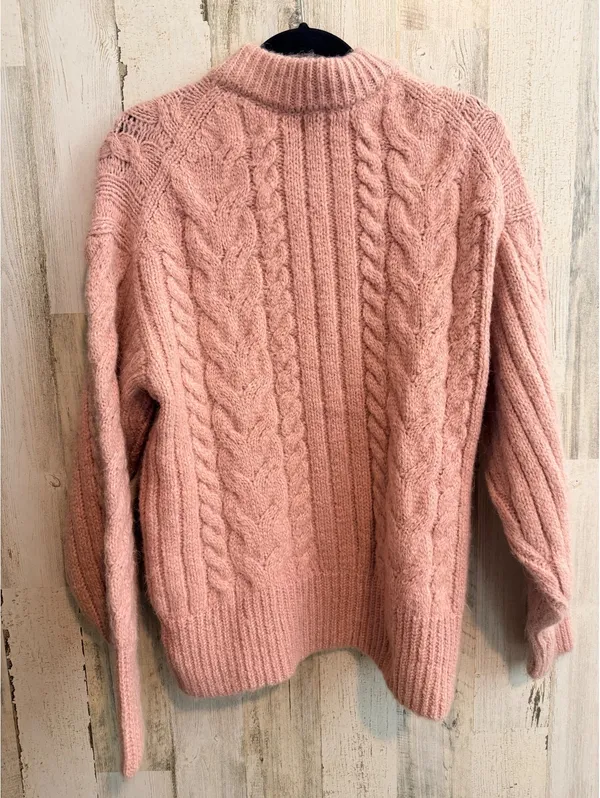A New Day Pink Cable Knit Mock Neck Sweater Medium NWT Wool Blend - Image 8