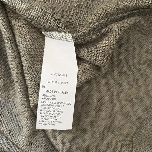 Kische Tee Womens Size S Olive Green Linen Blend Slub Knit Short Sleeve NEW - Image 5