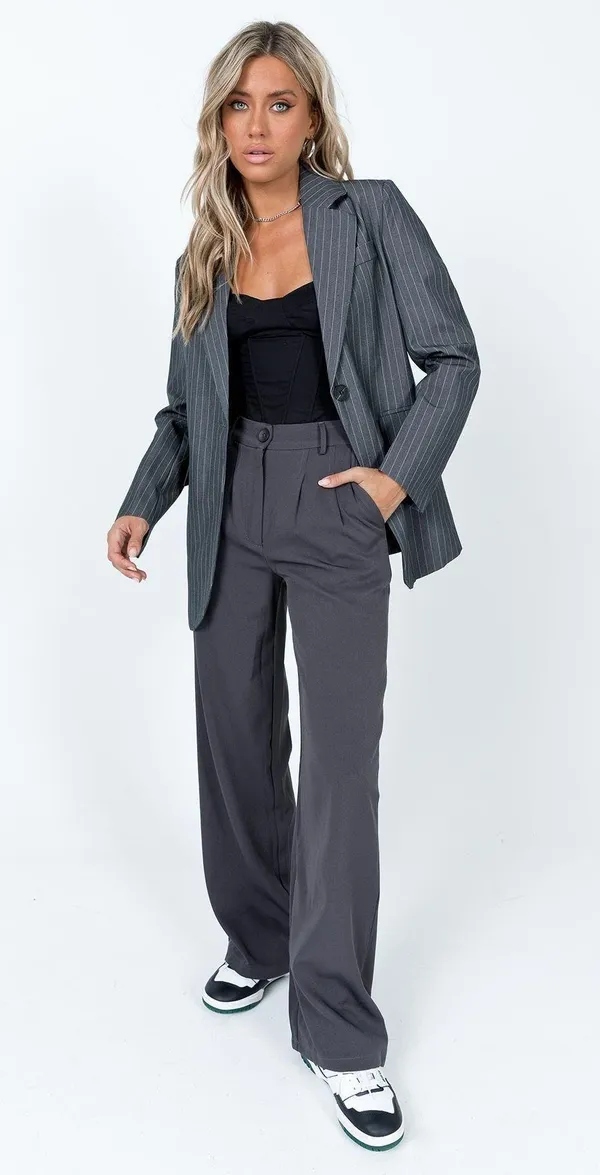 Grey Pinstripe Blazer - Image 2