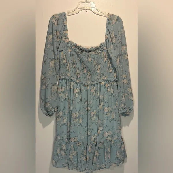 Ardene NWT Floral Ruffle Smocked On Off Shoulder Tiered Dress Size L Whimsical - Image 2