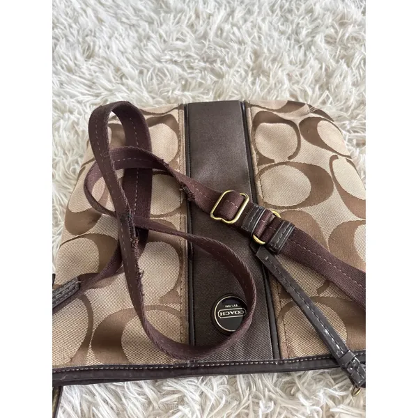 Coach Signature C Monogram Canvas Brown Leather Crossbody "Duffle" Purse‎ - Image 9