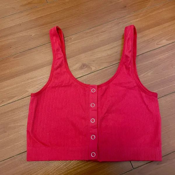 PacSun LA Hearts Tank Top Button Fitted Small Red Shirt - Image 4