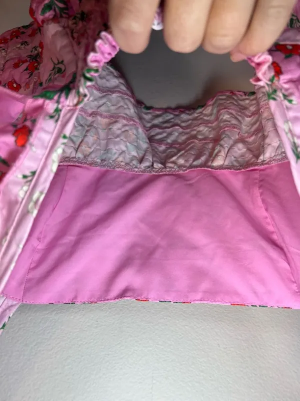 Altar'd State Floral Babydoll Tank Top Pink Red Tiered Ruffles Vacation Sz Large - Image 11
