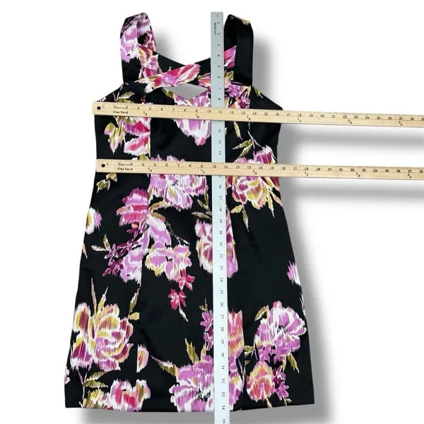 Cache Abstract Floral Cage Front Sleeveless Sheath Dress Black‎ Pink 12 - Image 11