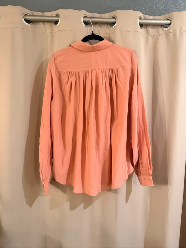 H&M Coral Button-Front Loose Fit Dress Shirt - Image 2
