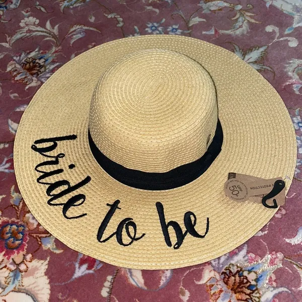 Bride to Be Floppy Sun Hat NWT Tan - Image 4