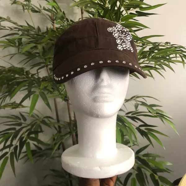 2000s Y2K Goth Grunge Mcbling Bimbo cross messenger cadet military newsboy baker boy cap hat - Image 4