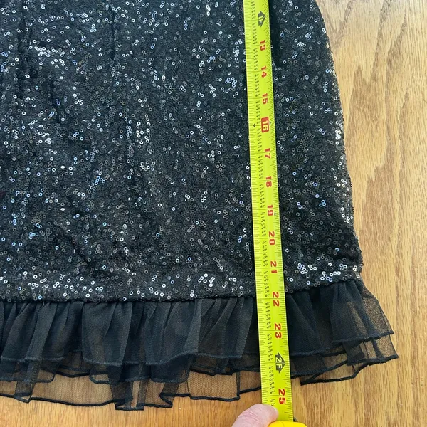 Lucy In The Sky Sequin Ruffle Dress Alma Black Small Mini‎ Bodycon HOCO Party - Image 7