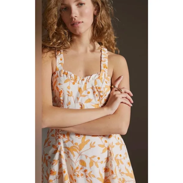 Anthropologie Maeve Floral Sweetheart Mini Dress criss-cross back, size XL - Image 4