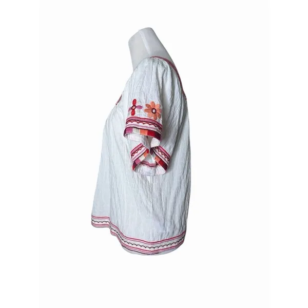 Madewell Embroidered Sandblossom Top in white cotton gauze‎ Women’s XS Oversized - Image 4