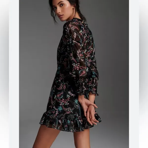 MISA Los Angeles Lexie Mini‎ Dress XS Silk Floral Boho Party Date Night Chic - Image 15