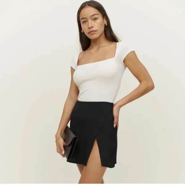 REFORMATION Margot Mini Skirt In Black - Image 3