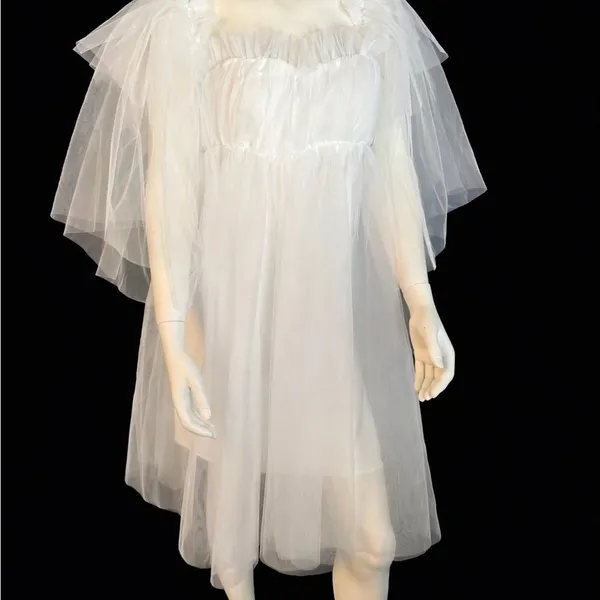 Beautiful Babydoll On or Off Shoulder Short Wedding Dress White L-XL NWT - Image 5