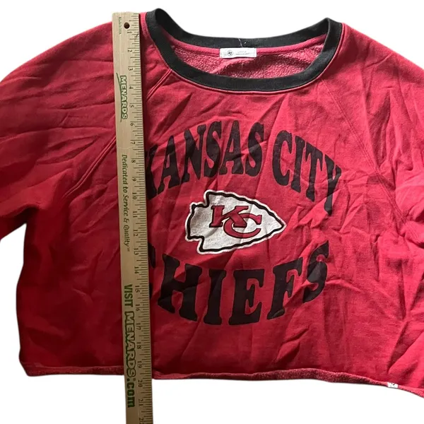 Kansas City Chiefs 47 Brand Cropped Sweatshirt‎ Red Black Sporty Womens L - Image 7